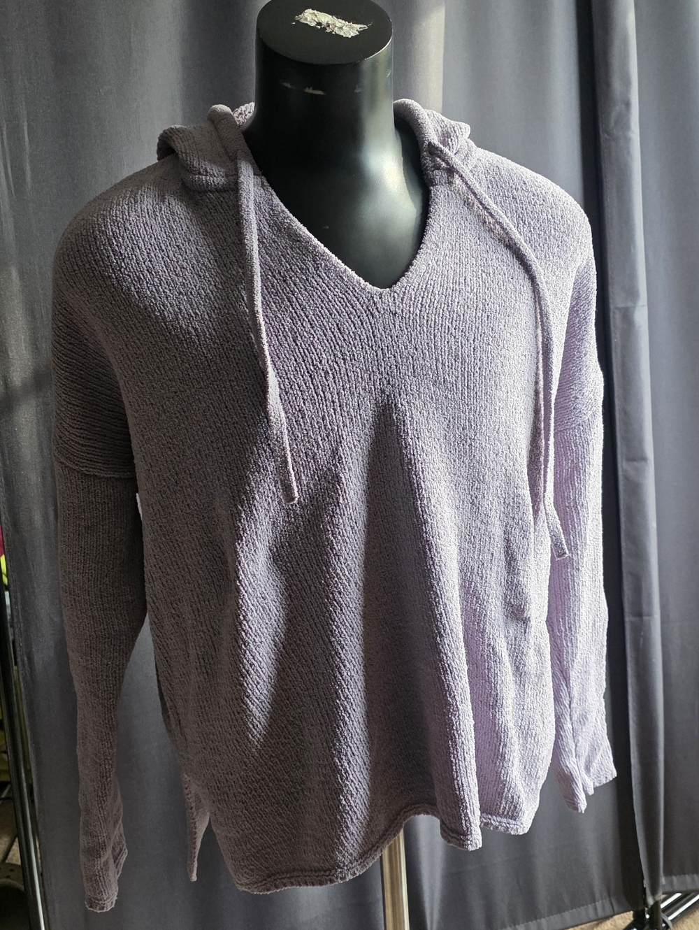 Aerie Lightweight Hooded Knit V-Neck Sweater - Lavender M